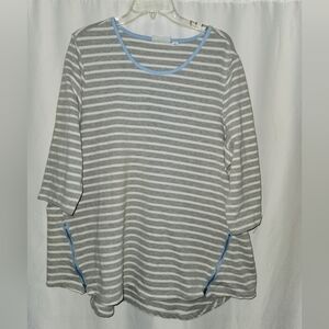 D & Co Gray and Blue Striped Women's Tunic Size 2X #comfortable #cozy #casual